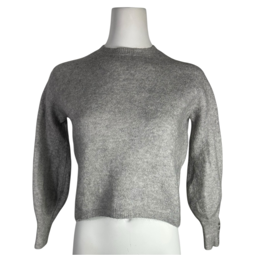 Sezane Louise Jumper Super Kid Mohair Merino Wool Blend Mottled Grey Size XXS